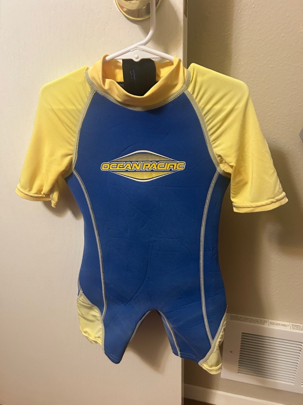OP Kids Short Sleeve Blue and Yellow Rash Guard Wet Suit Swimsuit